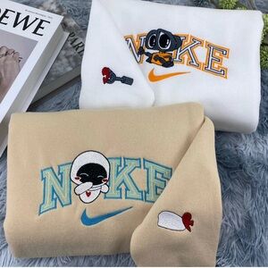 W & E Nike Graphic Sweatshirts in White and Beige